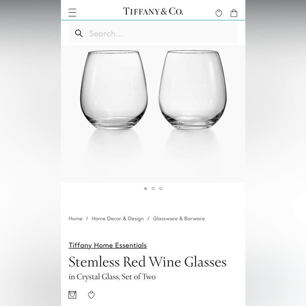 NWOT Tiffany & co stemless wine glasses